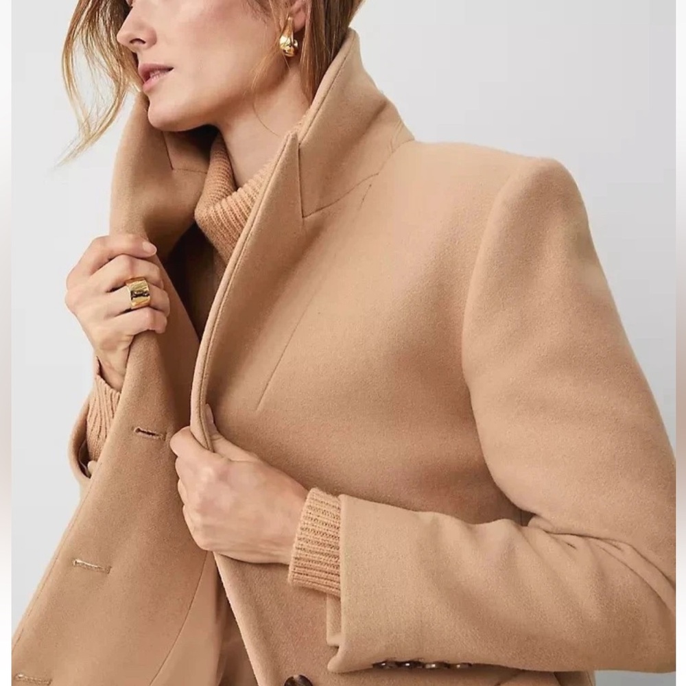 NWT. Ann Taylor Classic Wool Blend Belted Pea Coat. Small. $258! - Picture 4 of 12
